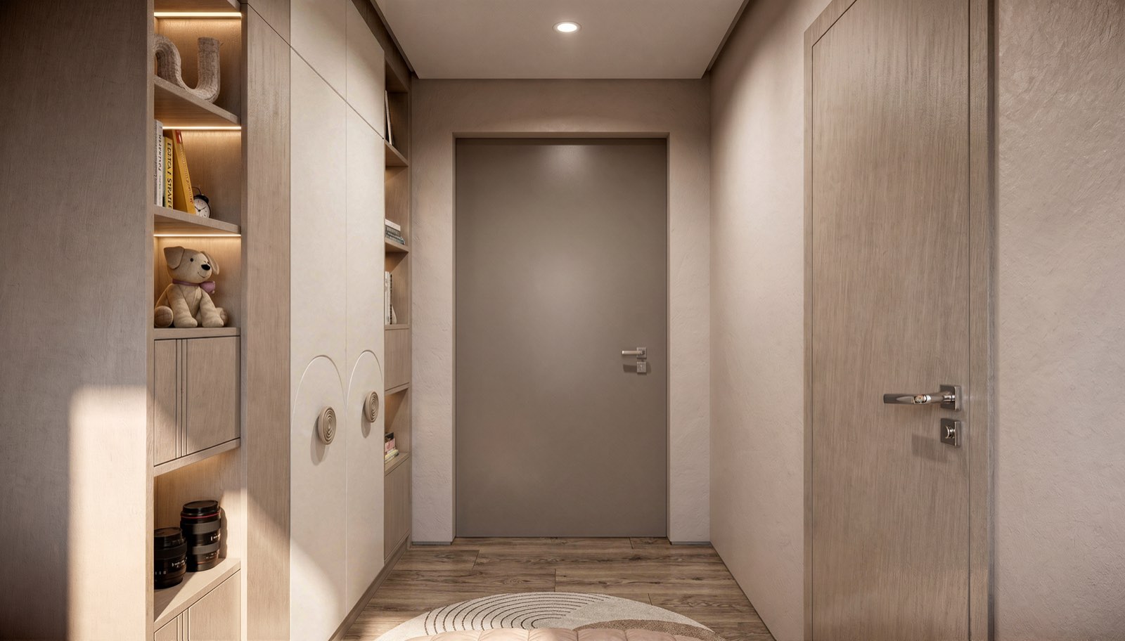 Bedroom at Four Seasons Residence Bangalore with lit oak joinery and a built-in reading nook