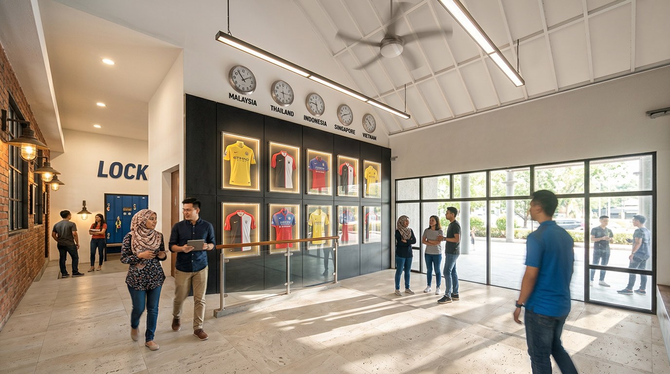 Entrance lobby at the Seri Nilam Sport Center seen from the lounge seating
